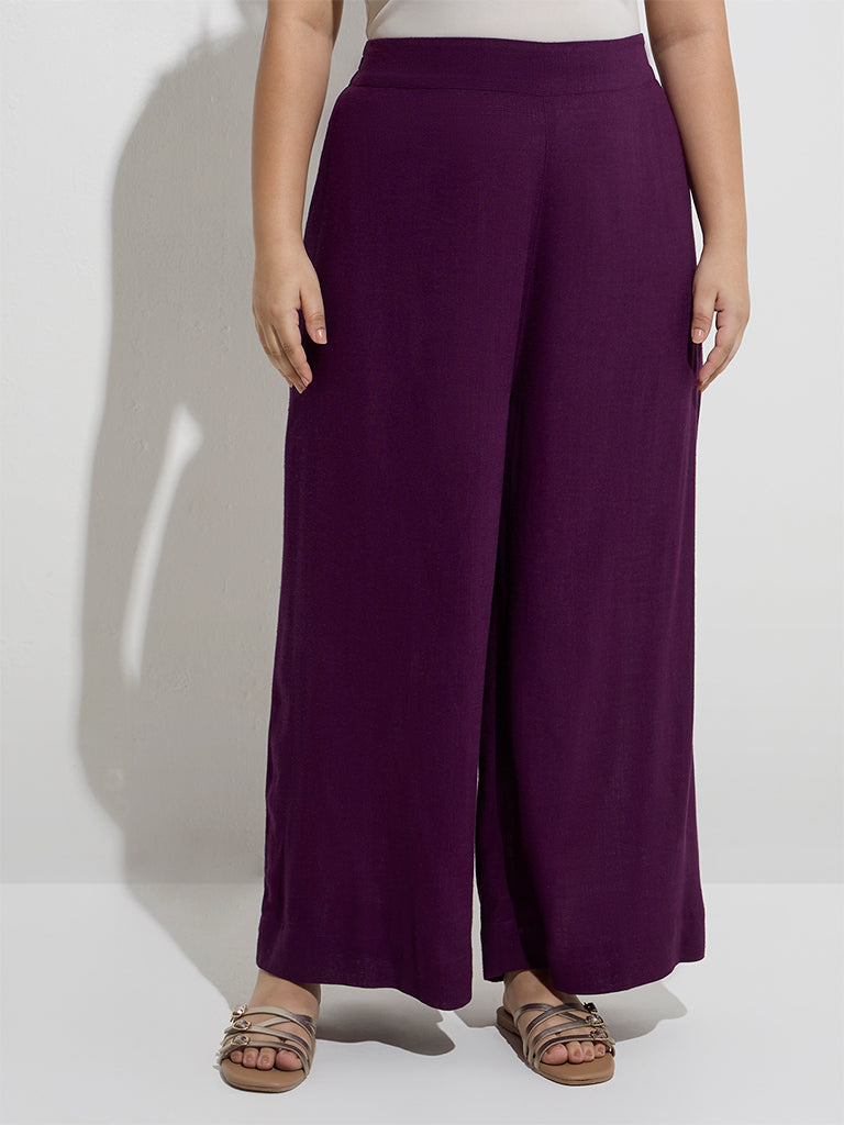 Diza Purple Solid Palazzos