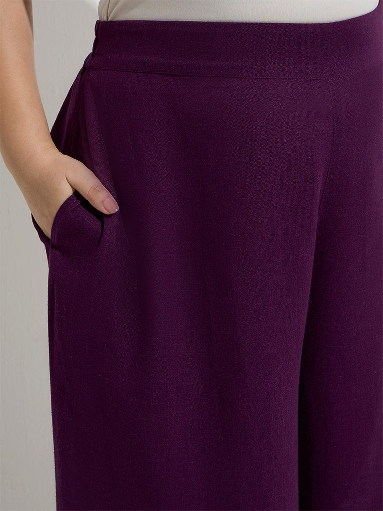 Diza Purple Solid Palazzos