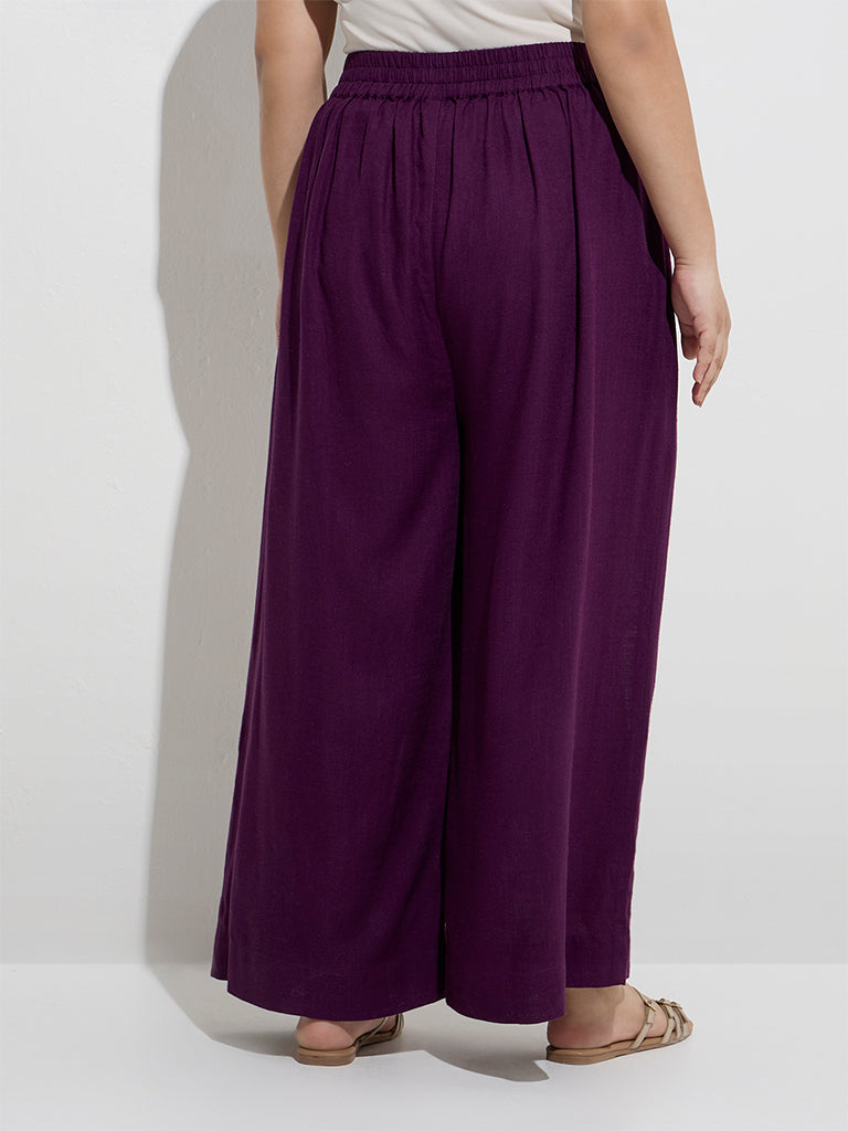 Diza Purple Solid Palazzos