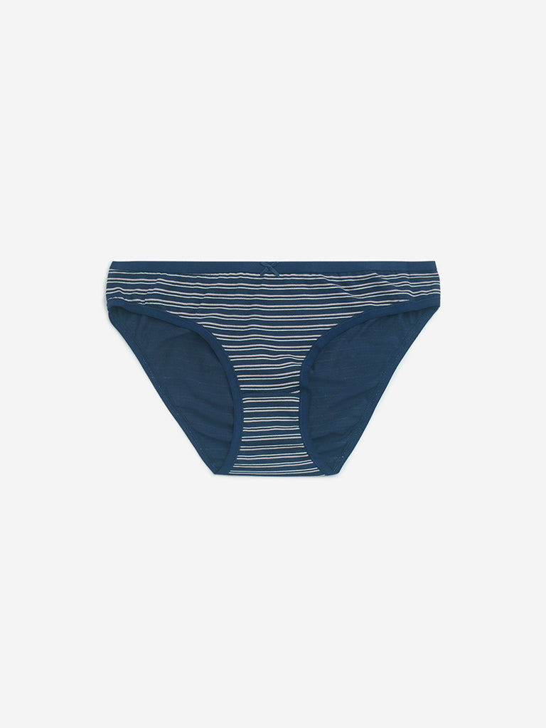 Wunderlove Indigo Cotton-Blend Bikini Briefs - Pack of 3