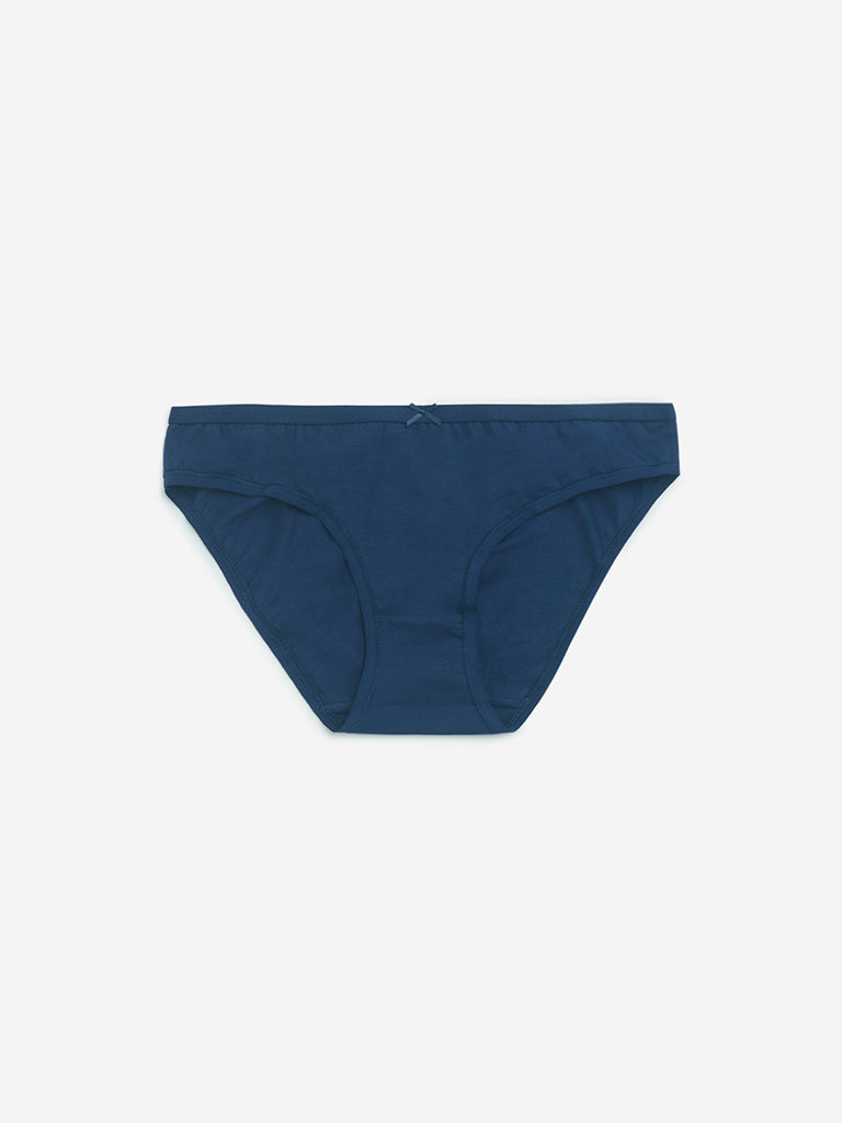 Wunderlove Indigo Cotton-Blend Bikini Briefs - Pack of 3