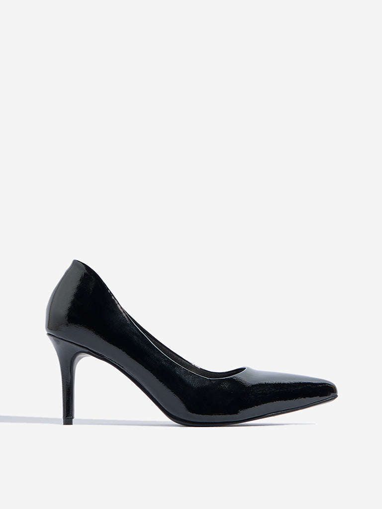 Westside LUNA BLU Women's Black Solid Pump Shoes for Work Wear Side View