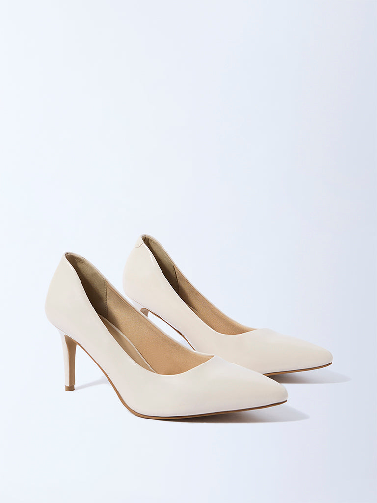 Westside LUNA BLU Women's Ivory Stiletto Pump Shoes for Work Wear Front view