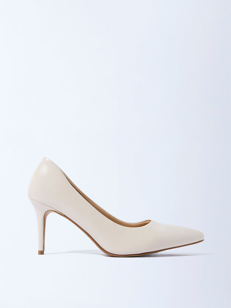 Westside LUNA BLU Women's Ivory Stiletto Pump Shoes for Work Wear Side View