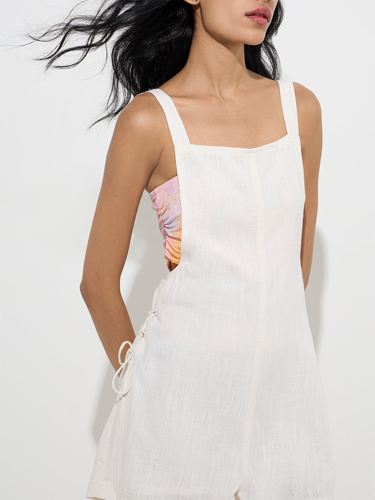 Nuon Off-White Solid Dungaree