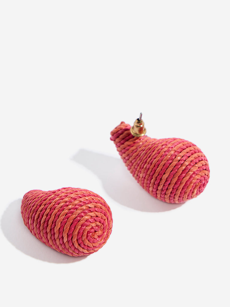 Westside Accessories Red Threadwork Drop Earrings