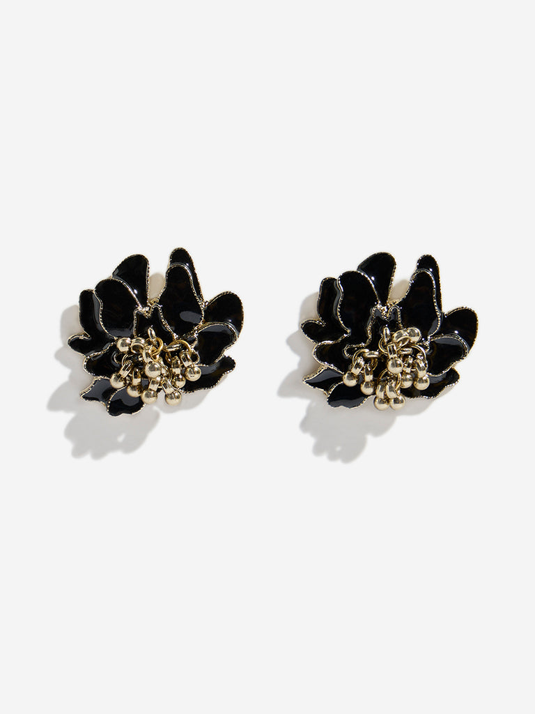 Westside Accessories Black Floral Stud Earrings