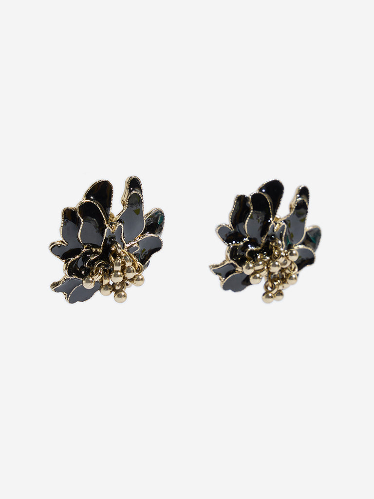 Westside Accessories Black Floral Stud Earrings