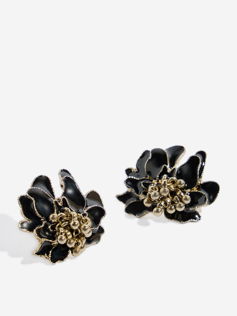 Westside Accessories Black Floral Stud Earrings