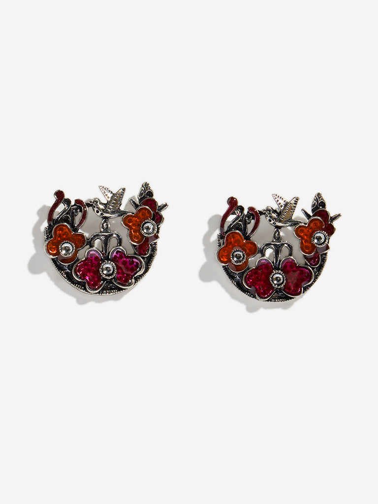 Westside Accessories Multicolour Three Floral Stud Earrings