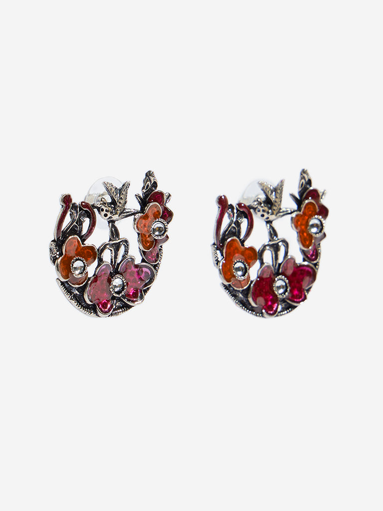 Westside Accessories Multicolour Three Floral Stud Earrings