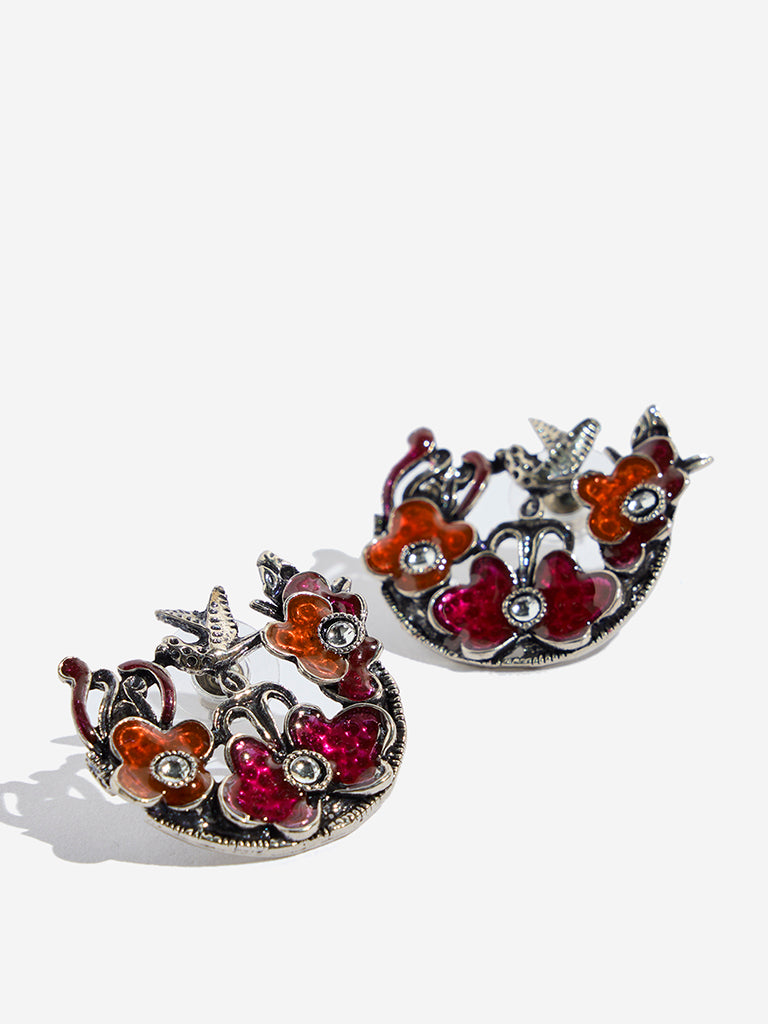 Westside Accessories Multicolour Three Floral Stud Earrings
