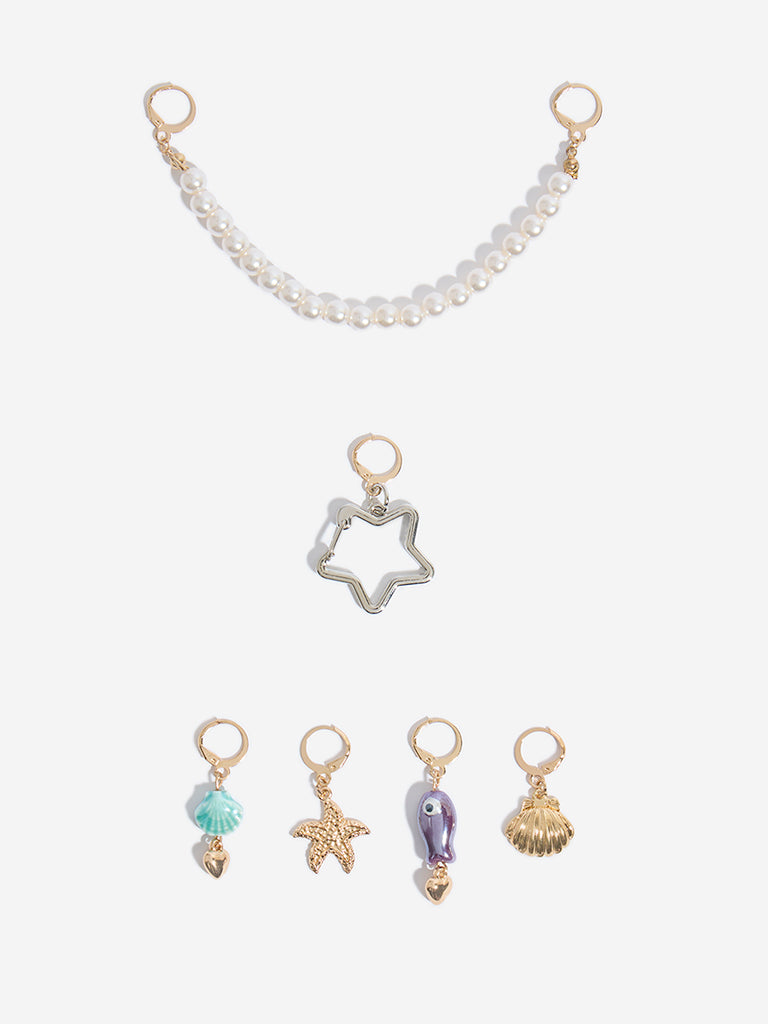 Westside Accessories Gold Assorted Ocean-Theme Statement Charms - Pack of 6