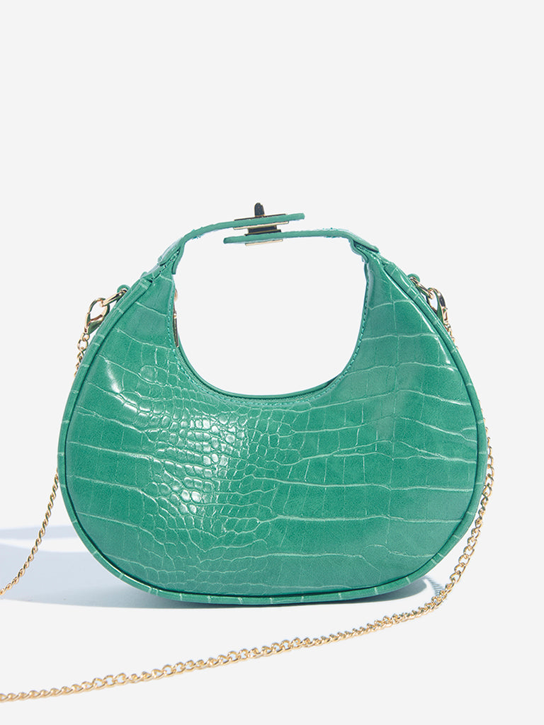 Westside Green Textured Sling Bag