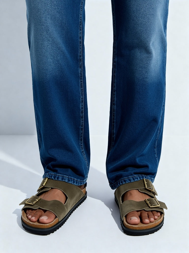 SOLEPLAY Olive Dual-Strap Leather Sandals