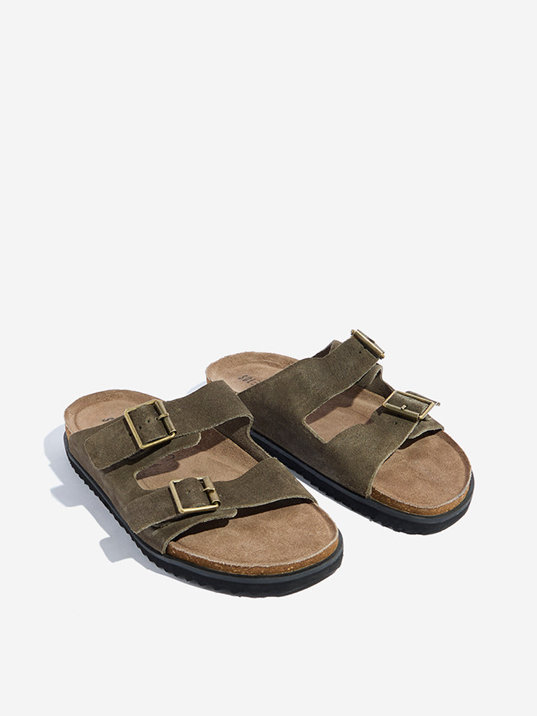 SOLEPLAY Olive Dual-Strap Leather Sandals