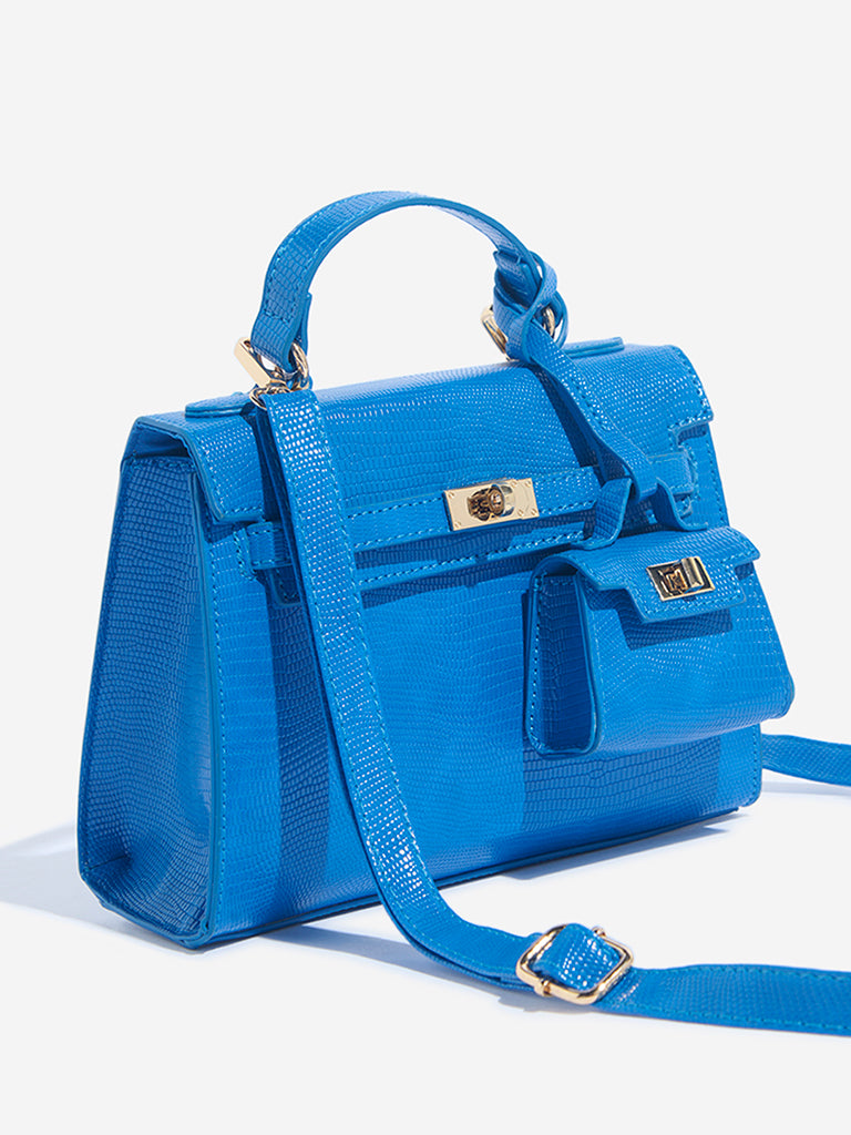 Westside Blue Textured Sling Bag