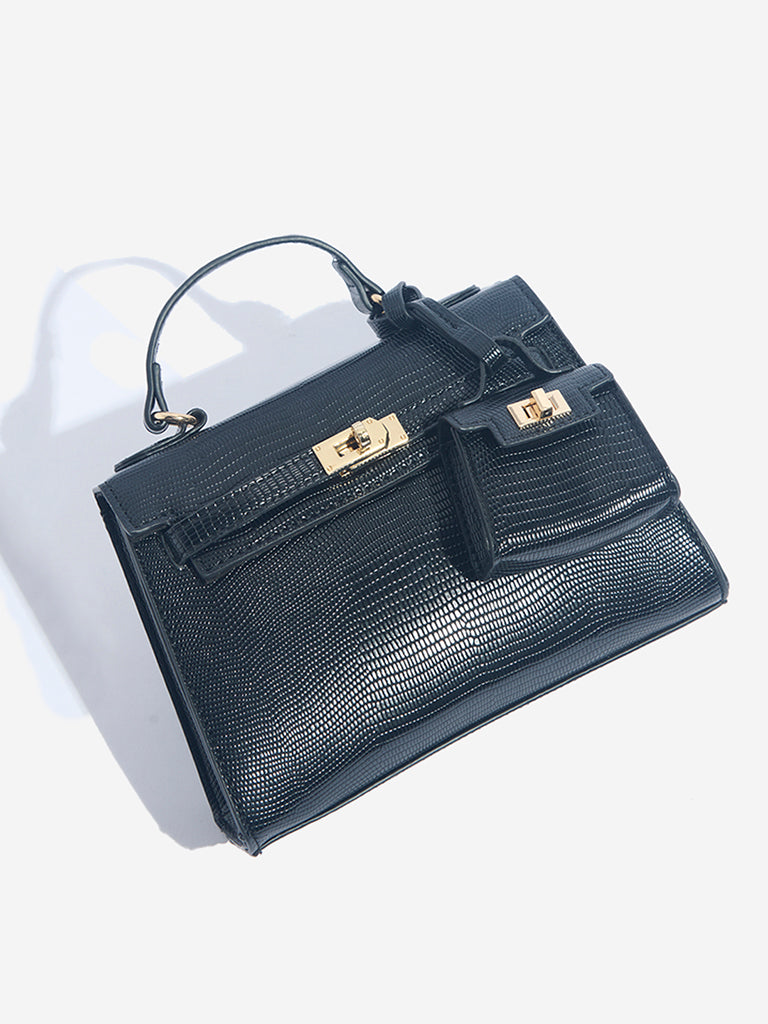 Westside Black Textured Sling Bag