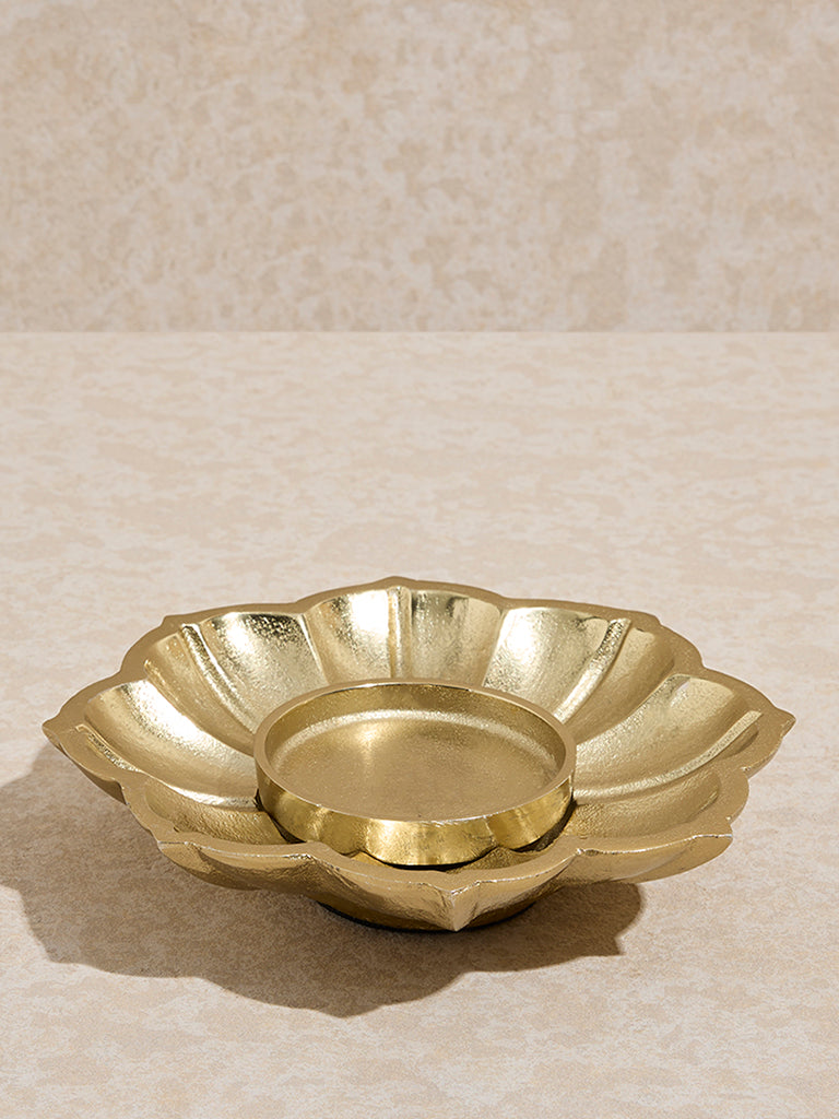 Westside Home Gold Lotus Pillar Candle Holder
