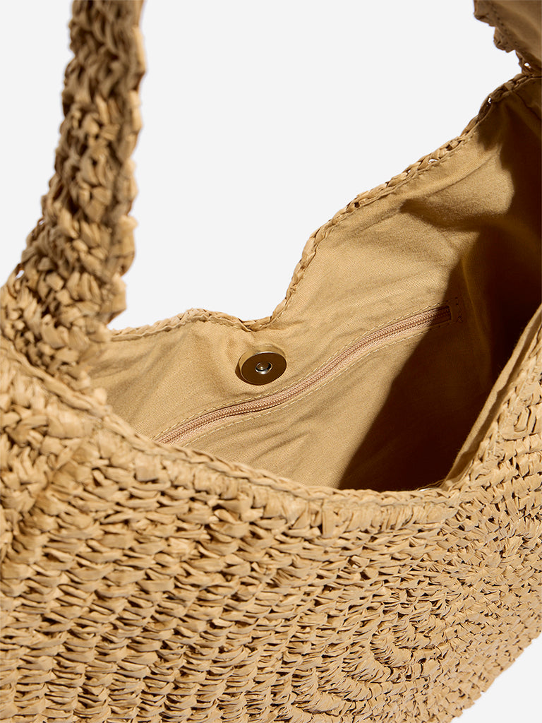 Westside Beige Knitted Shoulder Bag