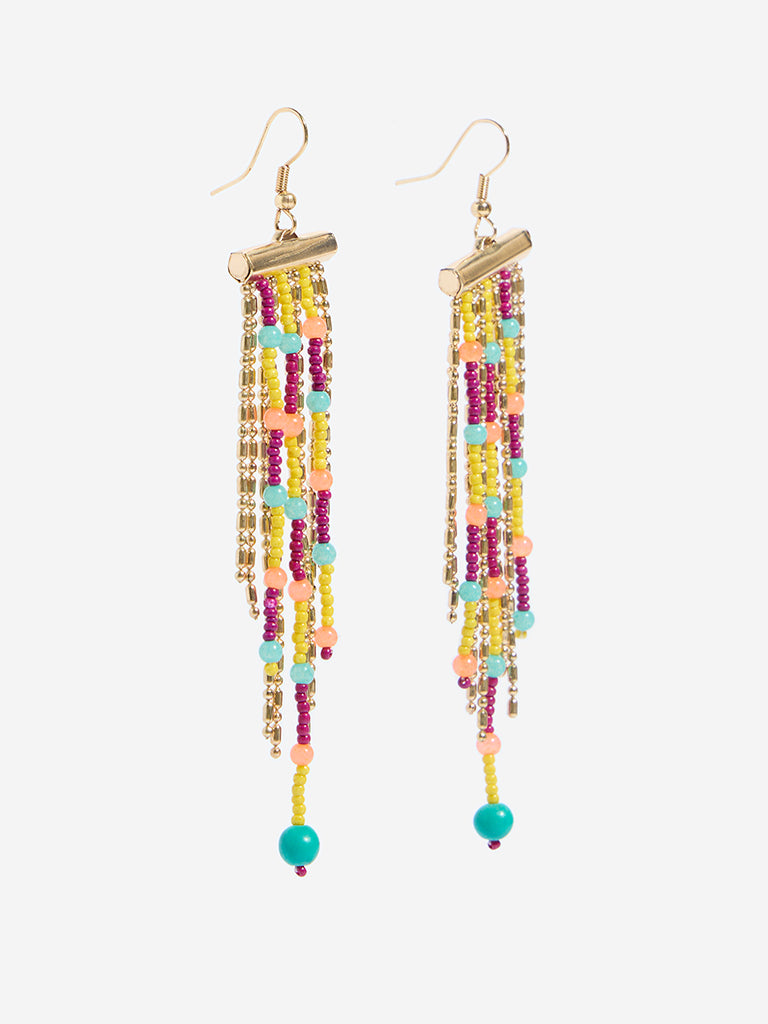 Westside Accessories Multicolour Beaded Waterfall Dangler Earrings