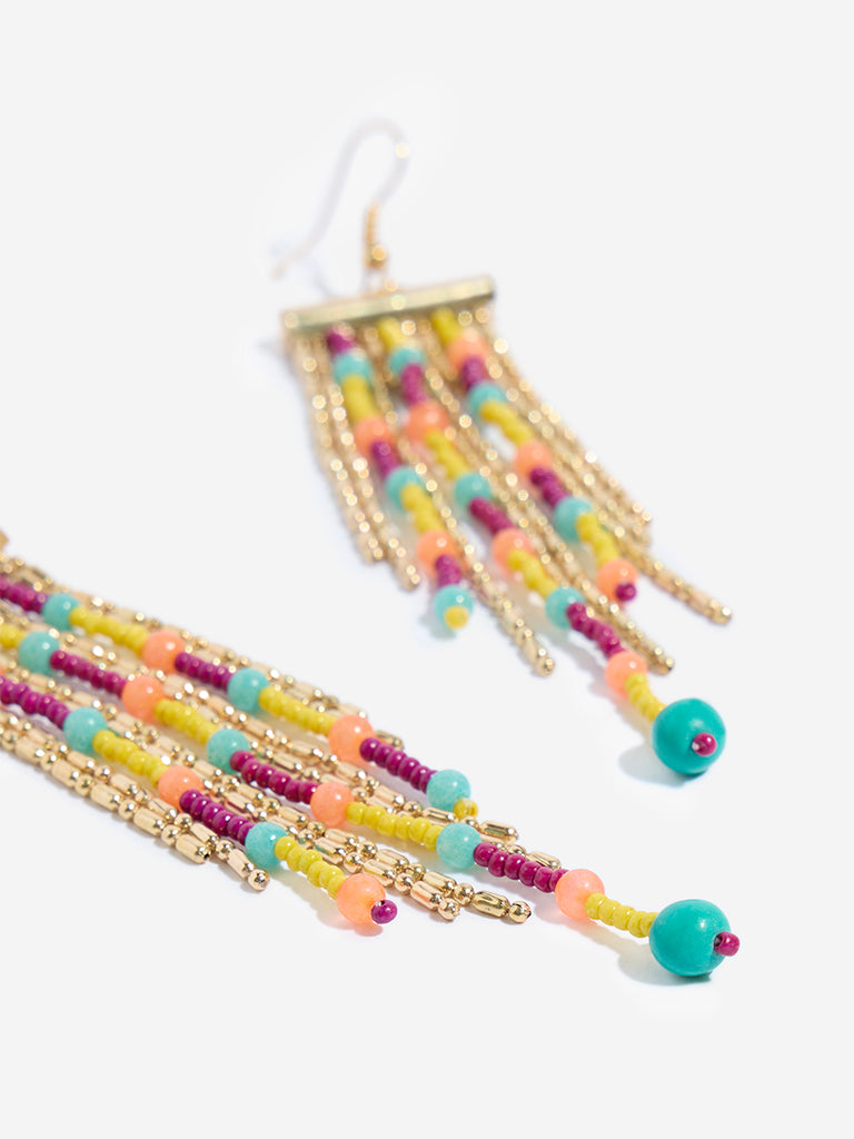 Westside Accessories Multicolour Beaded Waterfall Dangler Earrings