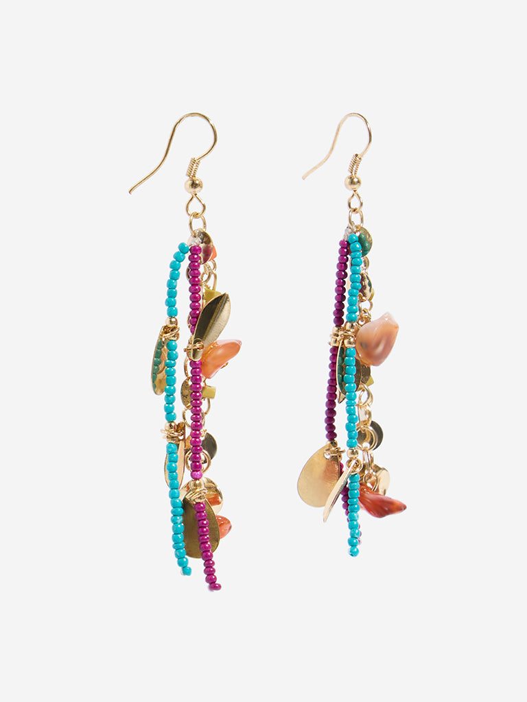 Westside Accessories Multicolour Beaded Agate Waterfall Dangler Earrings