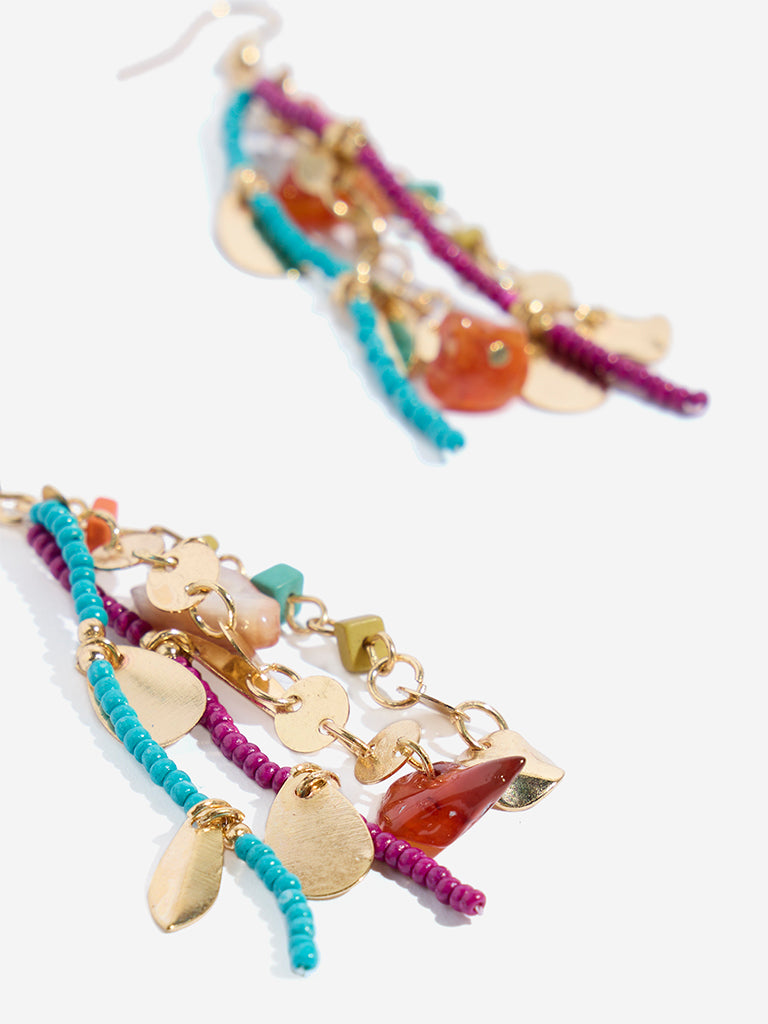 Westside Accessories Multicolour Beaded Agate Waterfall Dangler Earrings