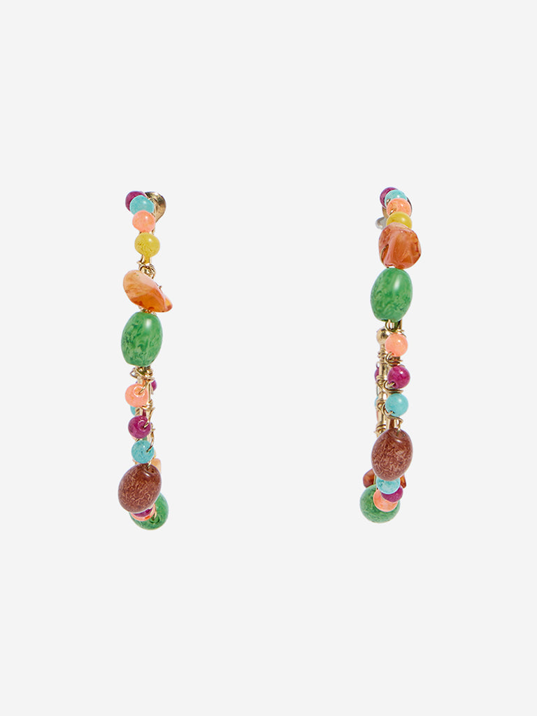Westside Accessories Multicolour Beaded Half Hoop Earrings