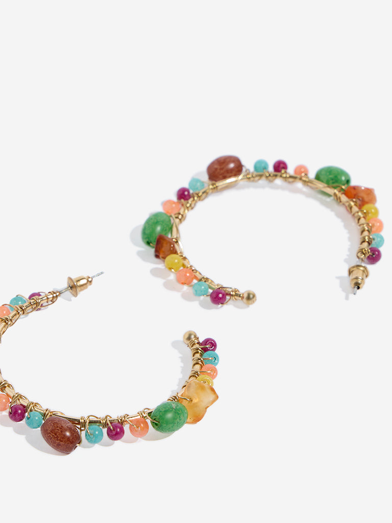 Westside Accessories Multicolour Beaded Half Hoop Earrings