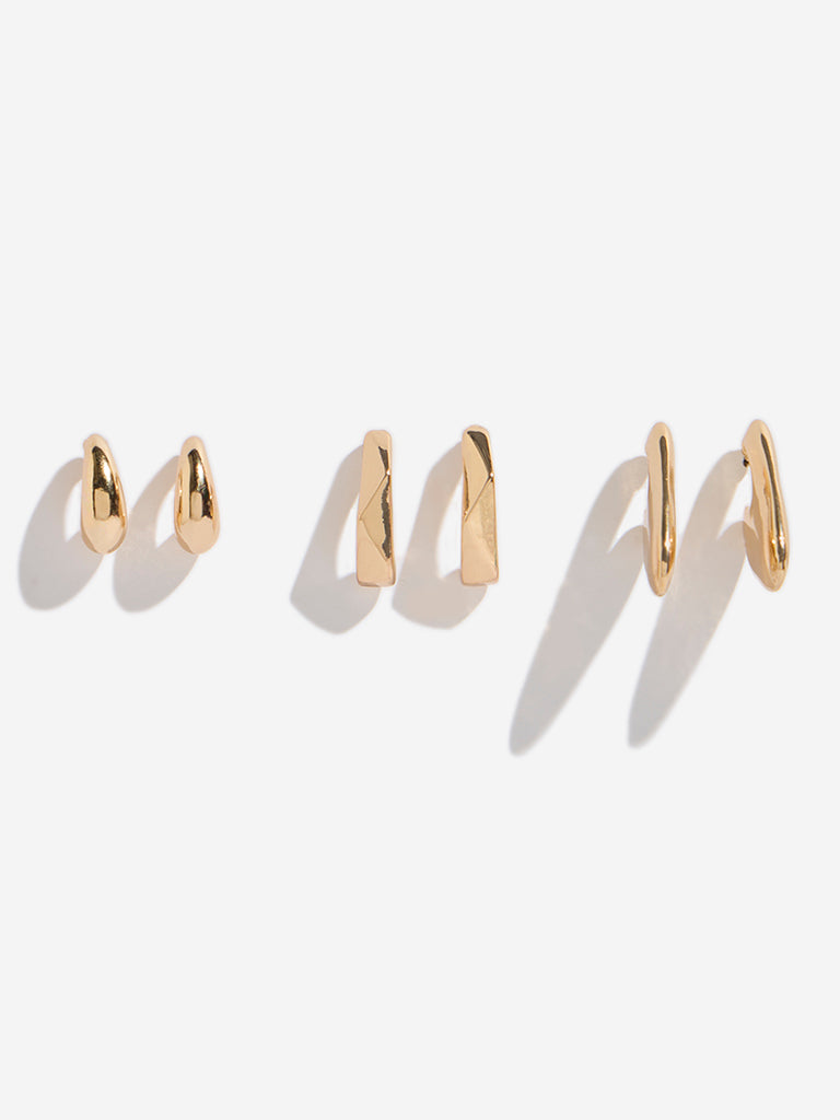 Westside Accessories Gold Hoop Earrings Set - Pack of 3