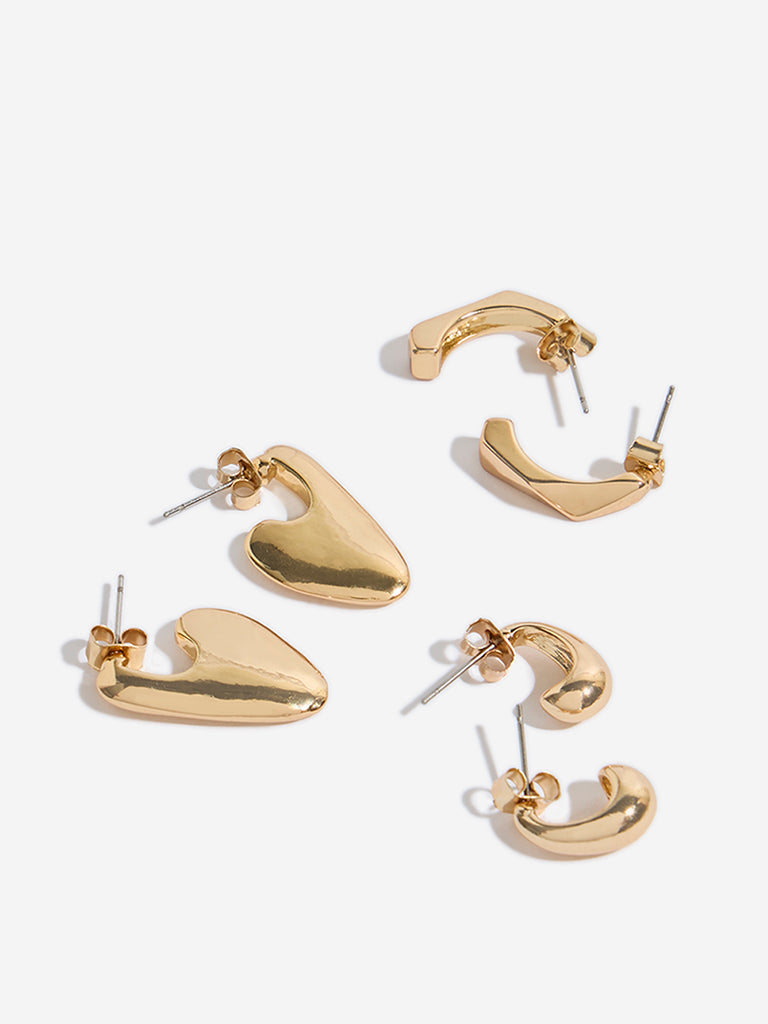 Westside Accessories Gold Hoop Earrings Set - Pack of 3