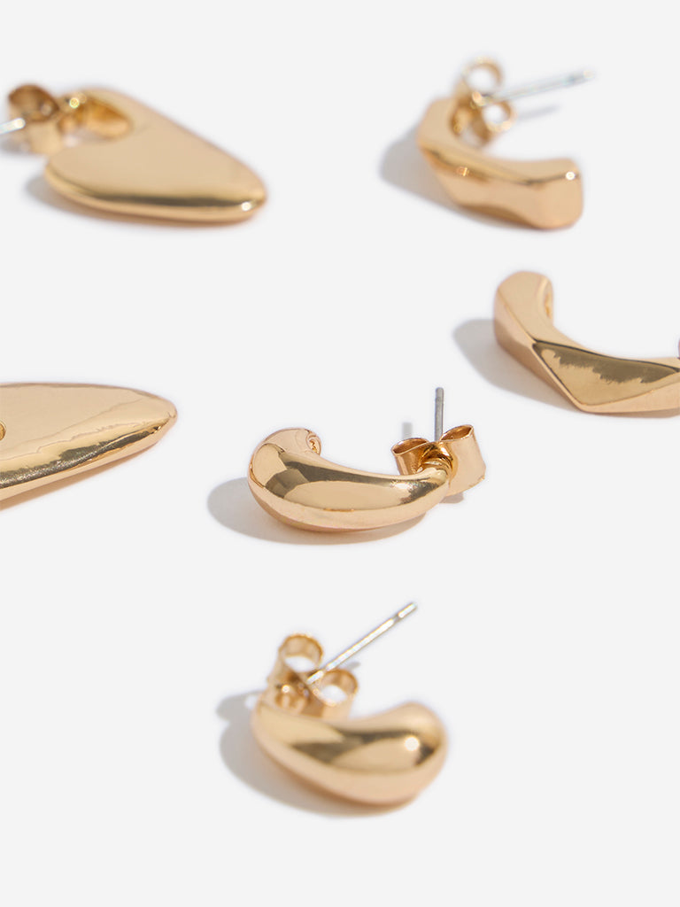 Westside Accessories Gold Hoop Earrings Set - Pack of 3