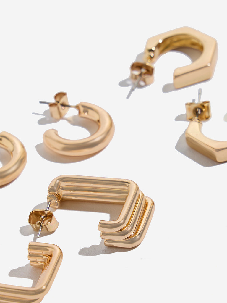 Westside Accessories Gold Hoop Earrings Set - Pack of 3