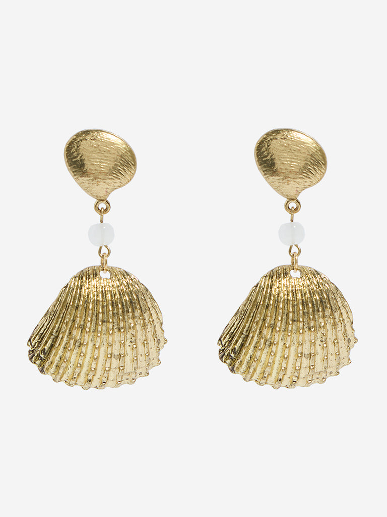 Westside Accessories Gold Shell Dangler Earrings