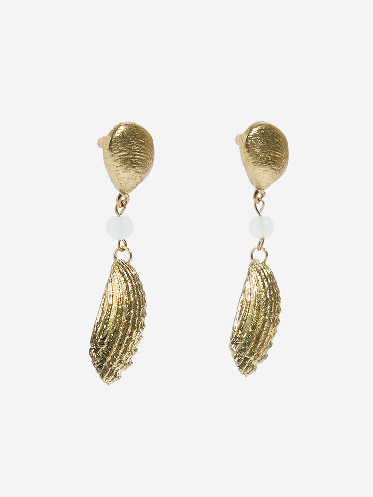 Westside Accessories Gold Shell Dangler Earrings