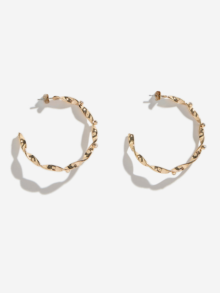 Westside Accessories Gold Twisted Half Hoop Earrings