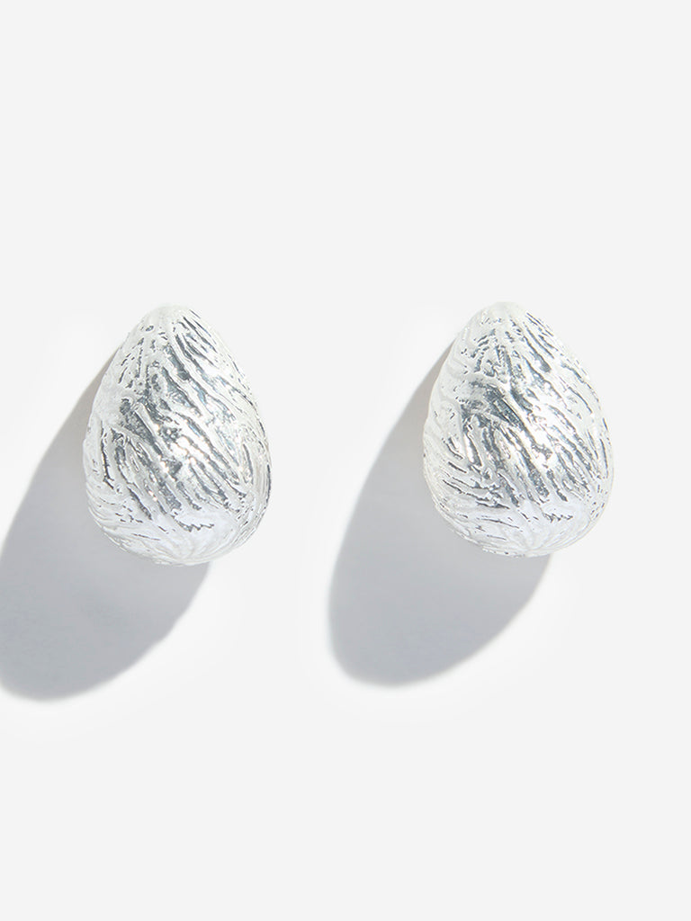 Westside Accessories Silver Textured Stud Earrings
