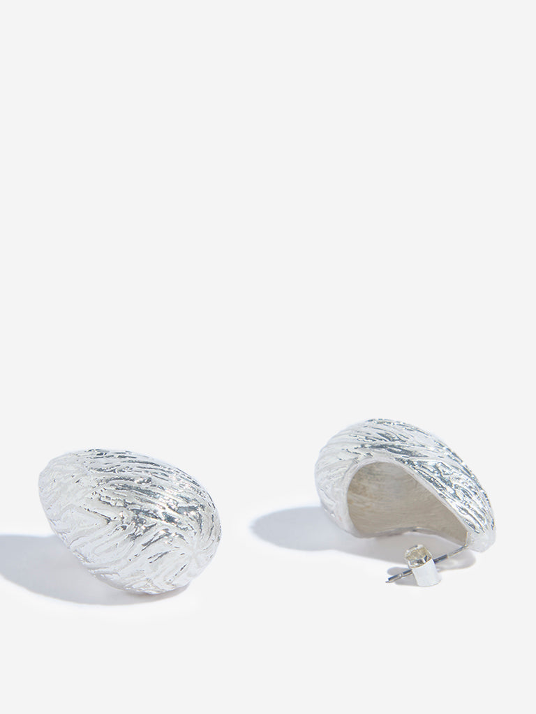 Westside Accessories Silver Textured Stud Earrings