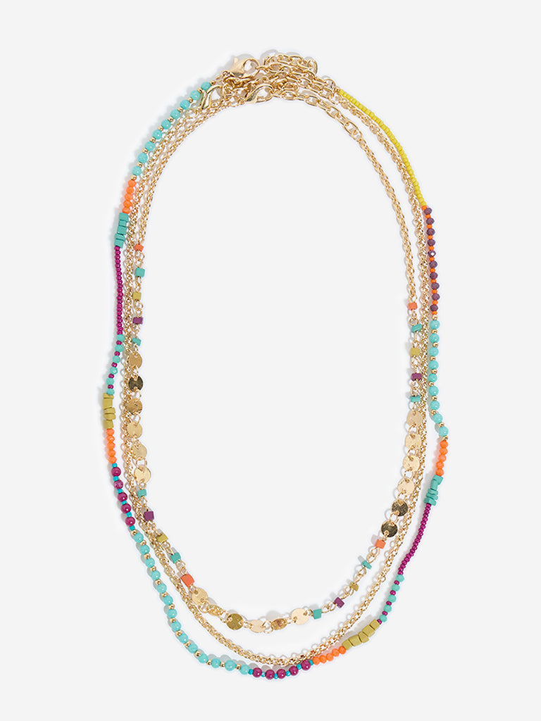 Westside Accessories Multicolour Beaded Chain Necklace Set - Pack of 3