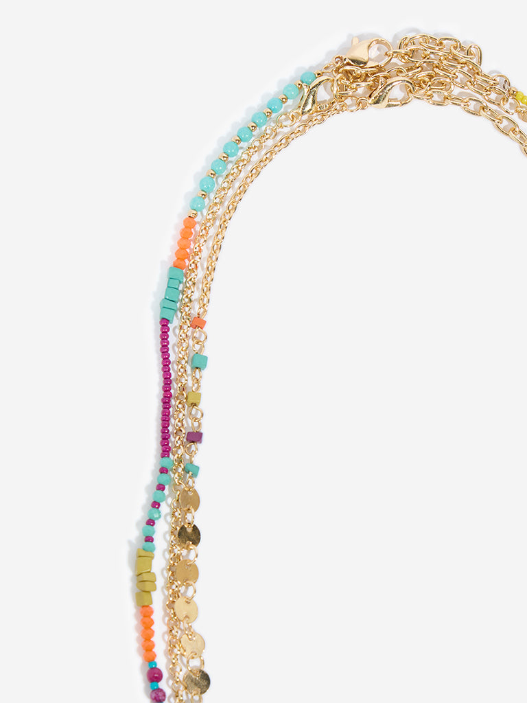 Westside Accessories Multicolour Beaded Chain Necklace Set - Pack of 3