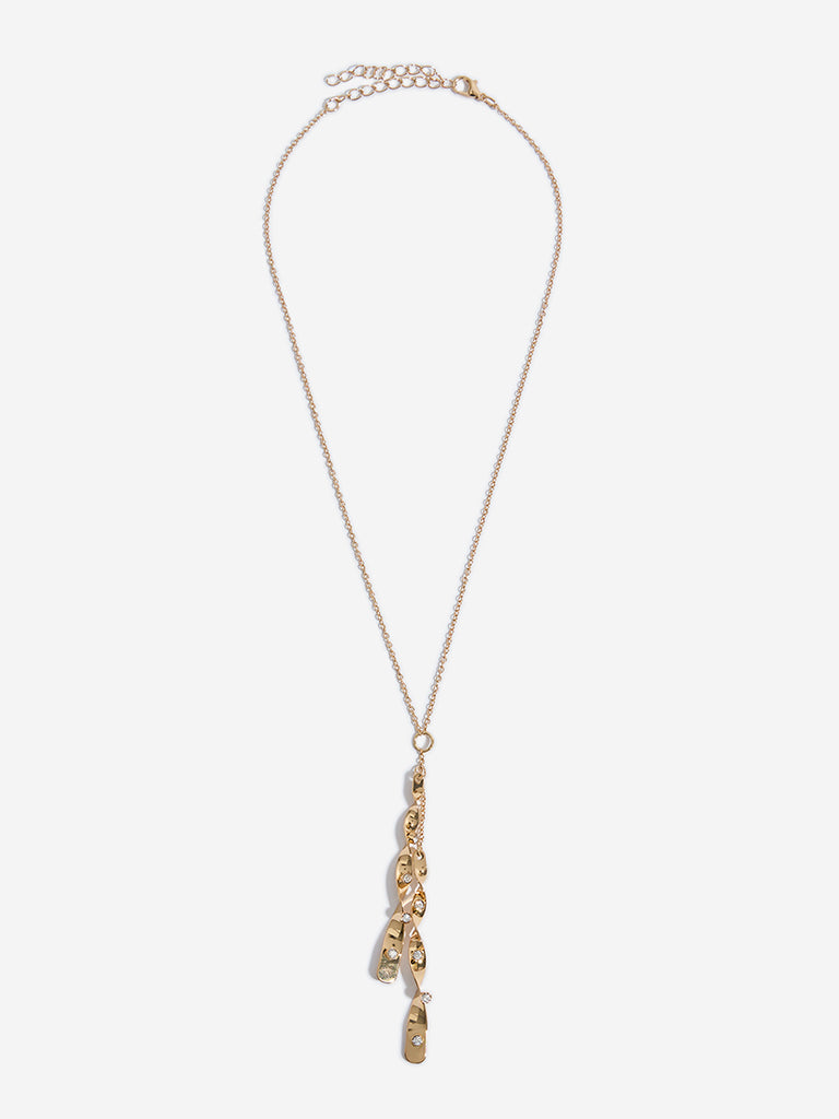 Westside Accessories Gold Twisted Dual Pendant Necklace