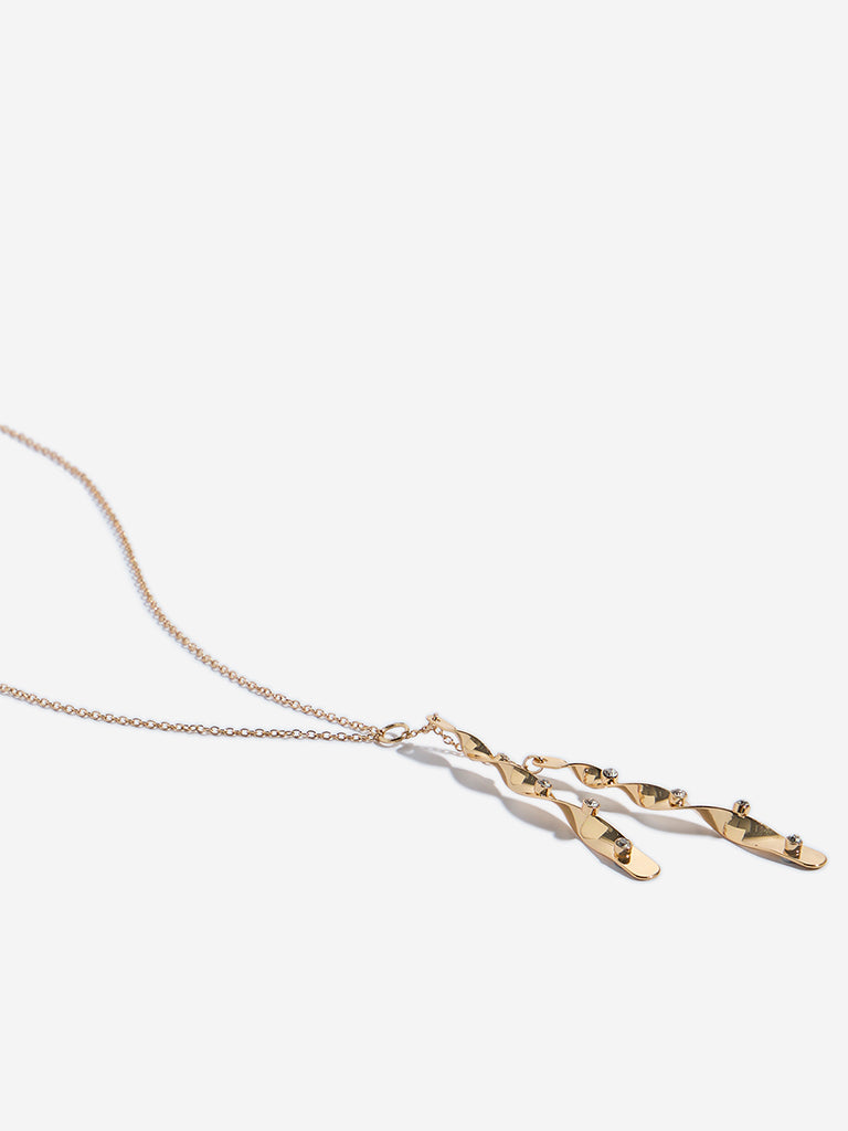Westside Accessories Gold Twisted Dual Pendant Necklace