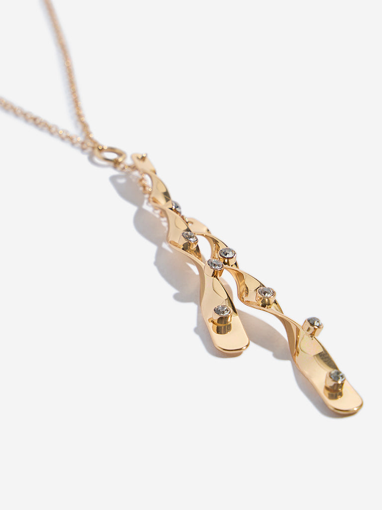 Westside Accessories Gold Twisted Dual Pendant Necklace