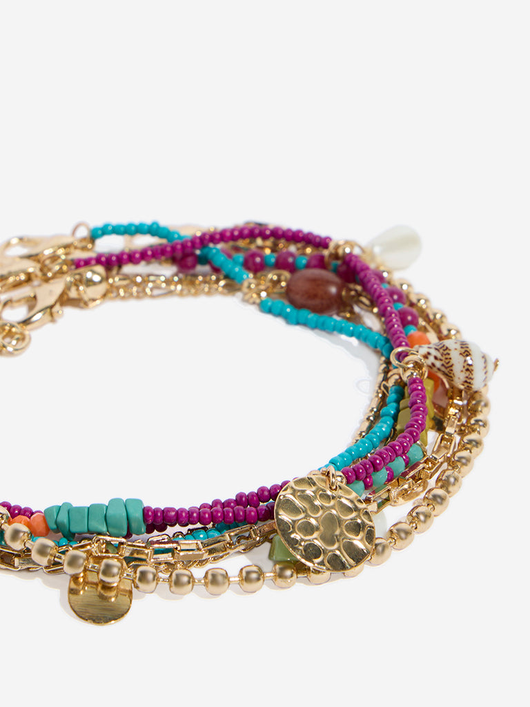 Westside Accessories Multicolour Beaded Chain Bracelet Set - Pack of 5
