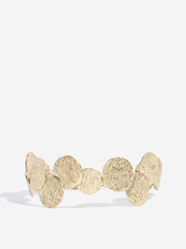 Westside Accessories Gold Textured Statement Cuff Bracelet