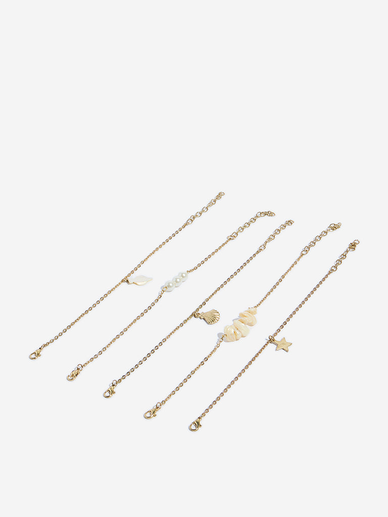 Westside Accessories Gold-Toned Charm Bracelet Set - Pack of 5