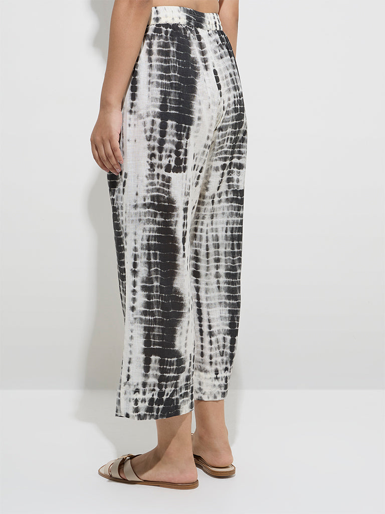 Utsa Black Tie-Dye Design Cotton Ethnic Pants