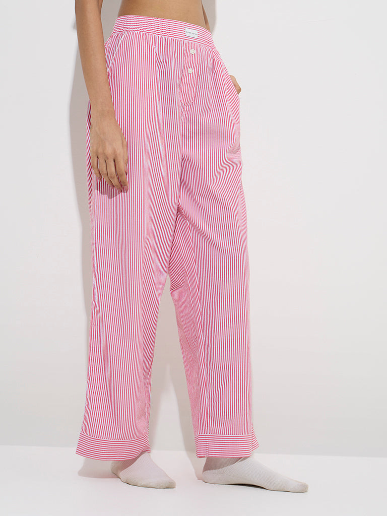 Superstar Red Stripe Printed High-Rise Cotton Pants