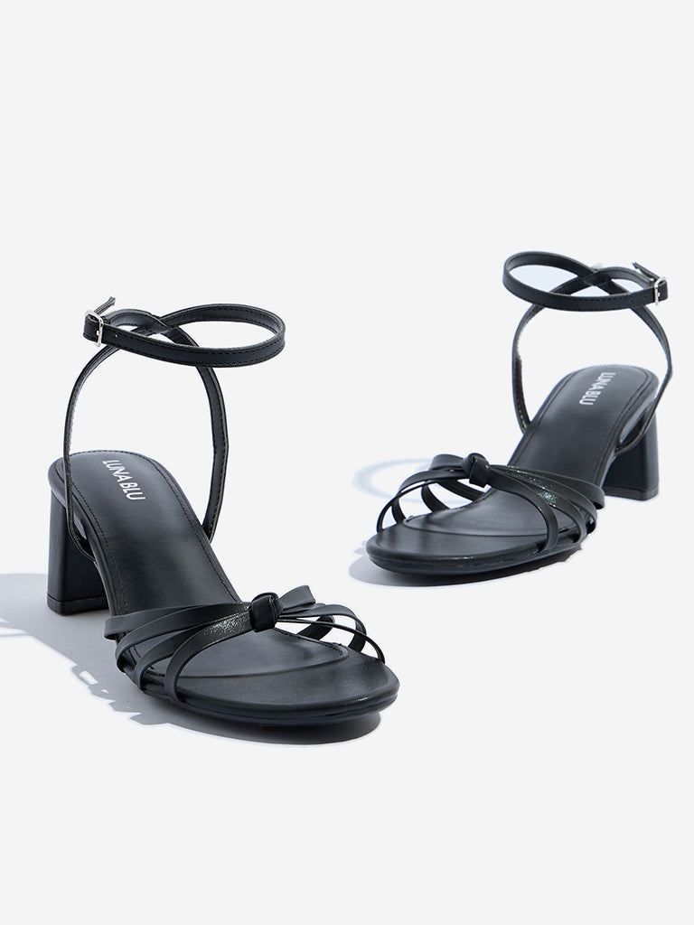 Westside LUNA BLU Women's  Black Multi-Strap Block-Heel Sandals for Casual Wear Zoomed View